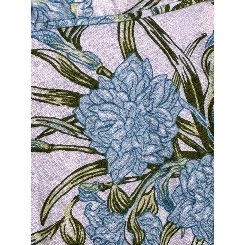 Ann Taylor LOFT Cotton Floral Sundress Blue Green Fit Flare Size 2 Cottage Core‎
